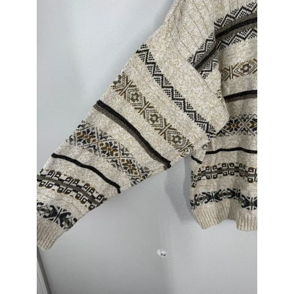 Vtg St Johns Bay Mens Grandpa Sweater Sz L Nordic Scandi Fair Isle Cabin Ski